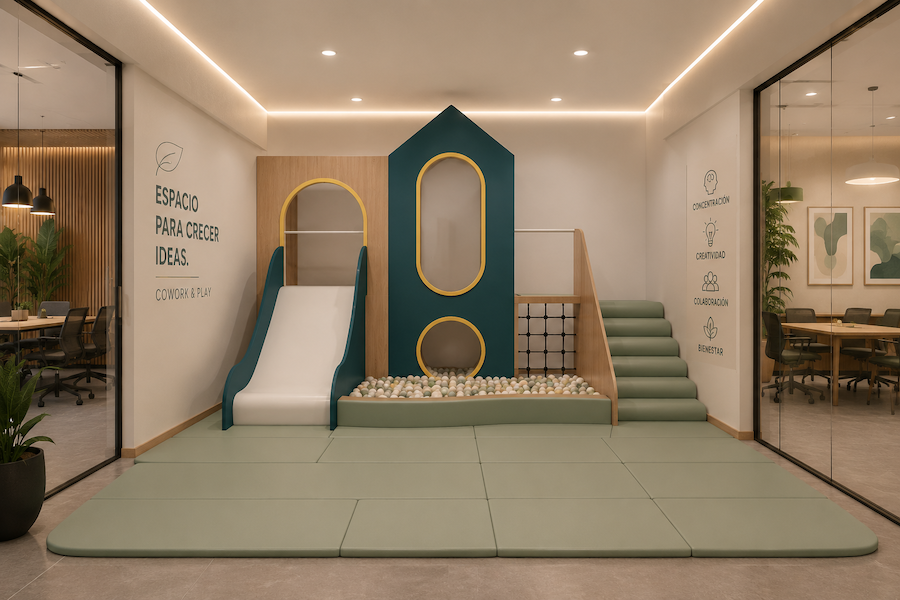 Zona de juego independiente en un coworking