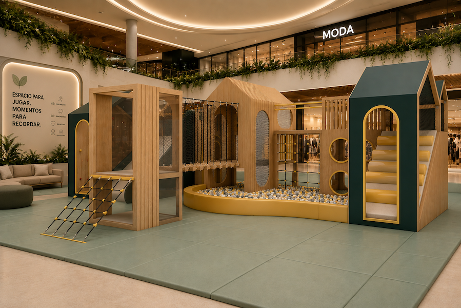 Rincón infantil de gran formato en centro comercial
