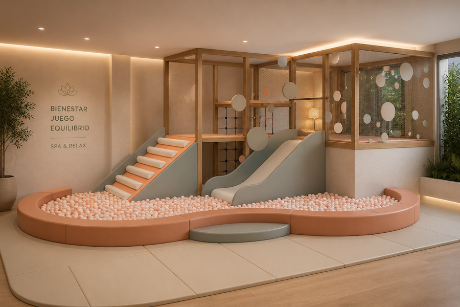 Espacio infantil discreto en un spa